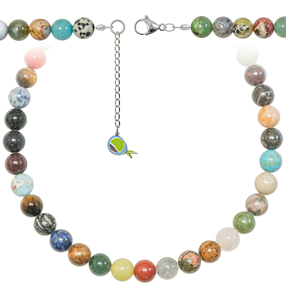 Collier pierres du monde perles 10mm : l'accessoire bohème chic pour vos sorties