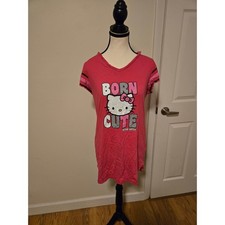 Vintage 'Born Cute' Hello Kitty Hot Pink Striped Sleep Dress