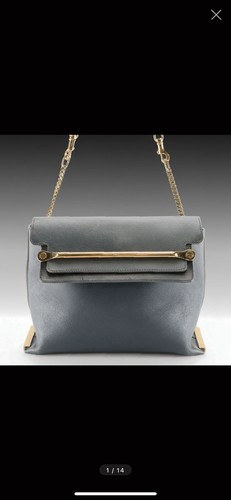 Chloé Clare Navy Calfskin Leather Shoulder Bag Gold Tone Hardware Designer - Picture 2 of 10