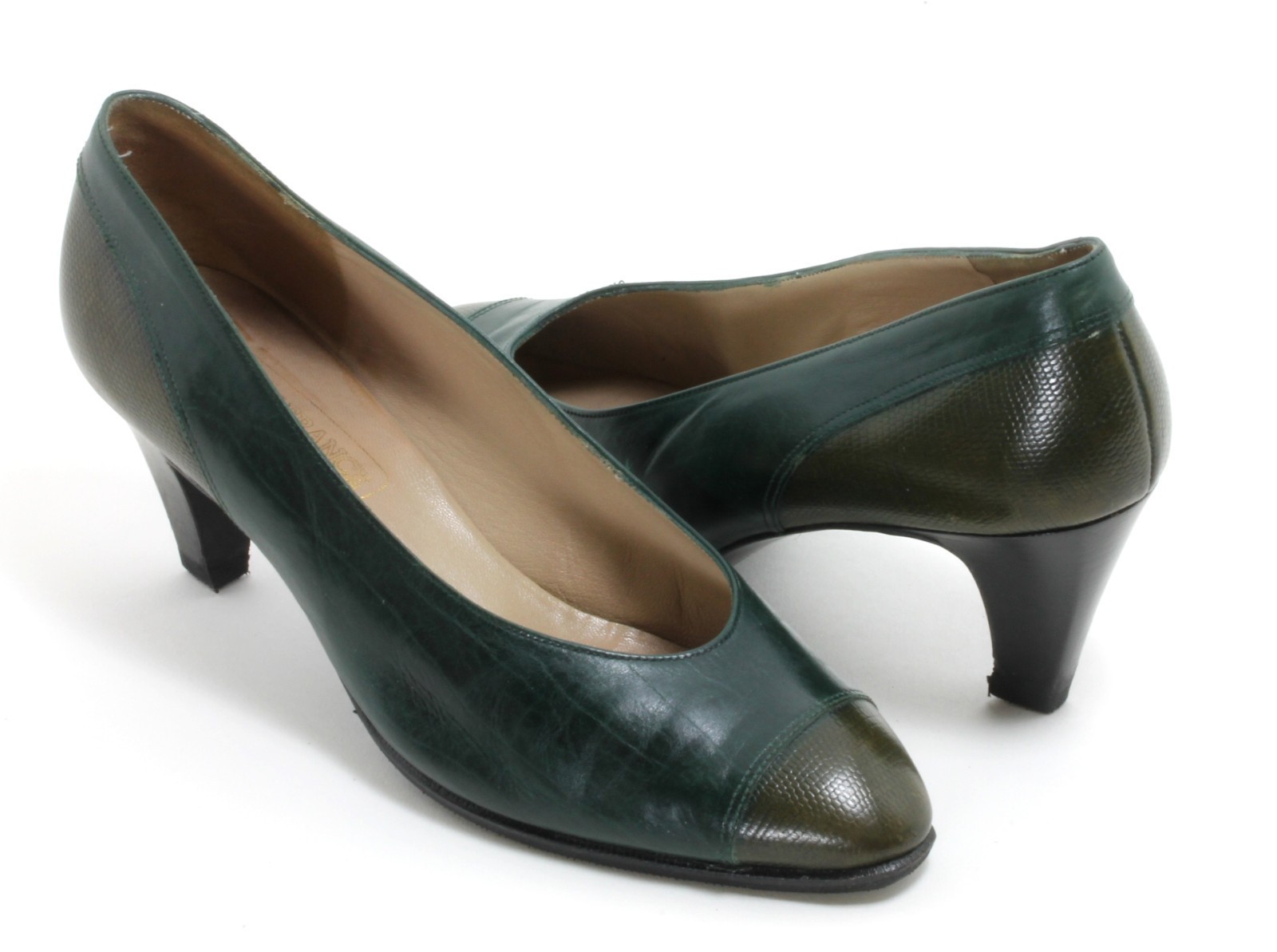 Zapatos de salón vintage elegantes para mujer Bally France Rivoli verde...