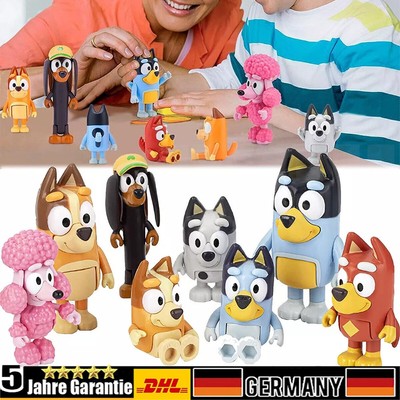 12X Bluey Family Bingo Dog Dad Mom Action Figures Familie und Freunde Set DHL