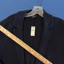 Talbots Wool Blend Sweater Size 1X Navy Blue Open-Fromt Blazer Jacket - New