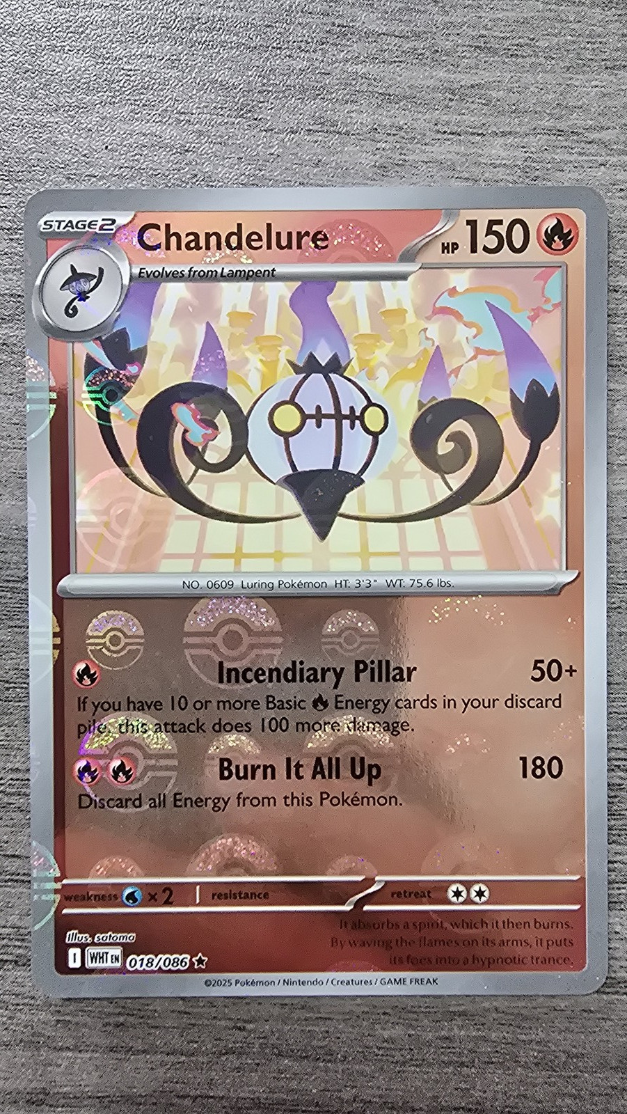 Chandelure (Poke Ball Pattern) Rare Holofoil 018/086 SV: White Flare NM