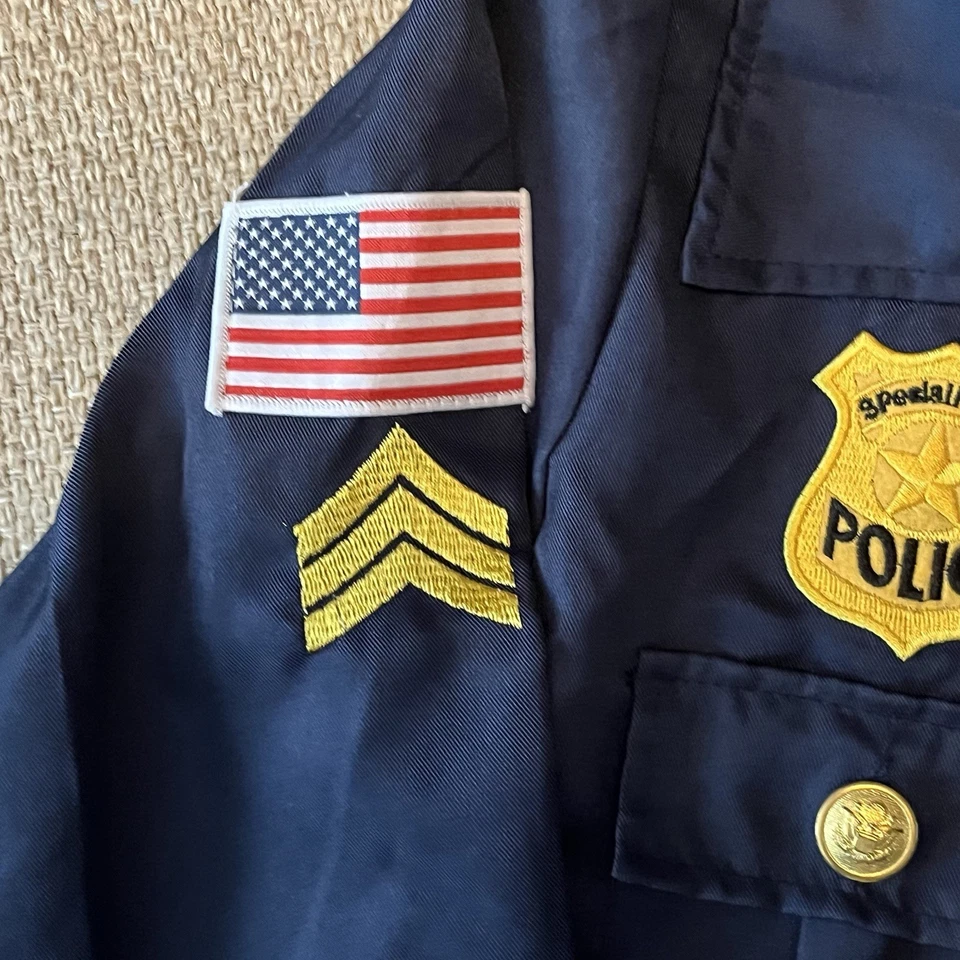 Police Officer Costume Shirt Size M Blue Unisex Halloween Short Sleeve - Image 4 of 4