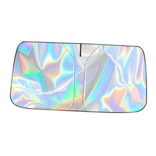 Car Windshield Sun Shade with Storage L 57 31.5 inch Laser Titanium Silver