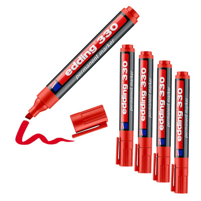 5 x edding 330 Permanentmarker rot Permanent Marker wasserfest 1-5mm Stift Set