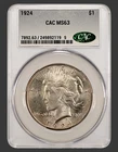 1924 Peace Dollar – CACG MS-63   – CHOICE UNC CACG ! - SILVER !