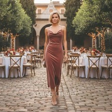 Jenny Yoo Bentley Velvet Midi Dress NWT Cinnamon Rose Size 2 Wedding Formal 