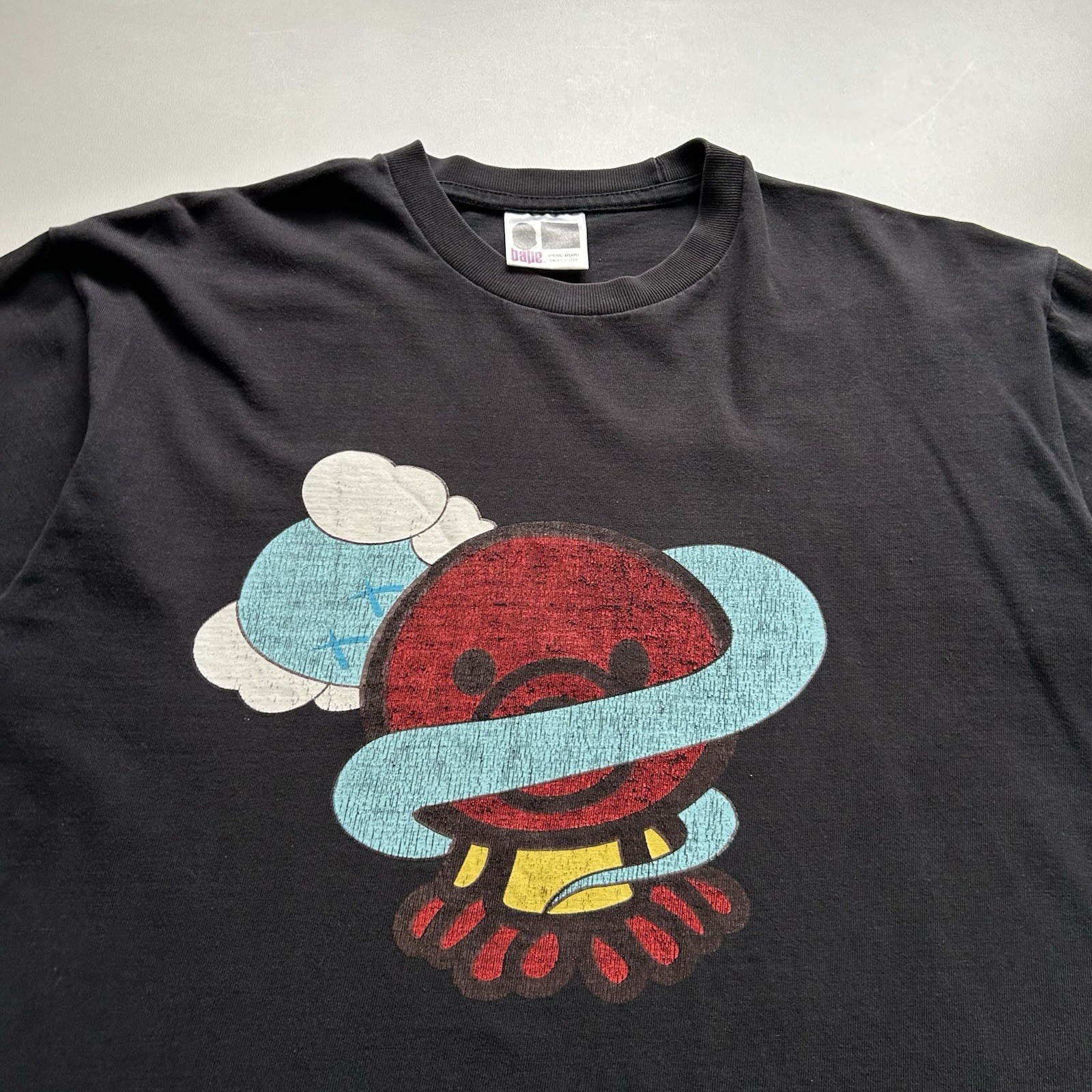 A Bathing Ape Bape Kaws T-Shirt Size Large Faded Black Vintage Y2K Short Sleeve thumbnail 2