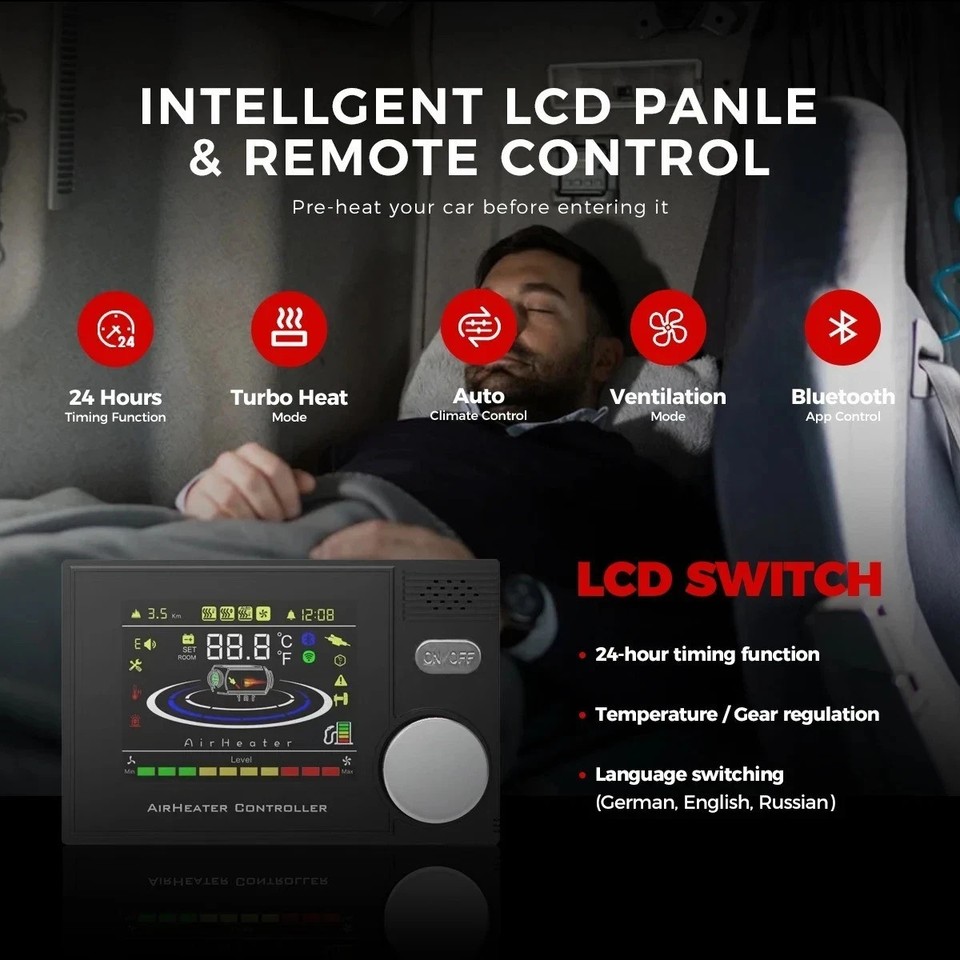 Riscaldatore Diesel KROAK 8KW 12V/24V Con Bluetooth E Adattatore 240V – Per Camper E Auto