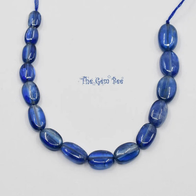 100% natural Kyanite Sapphire Blue Smooth Oval Nuggets Beads 5 inch strand