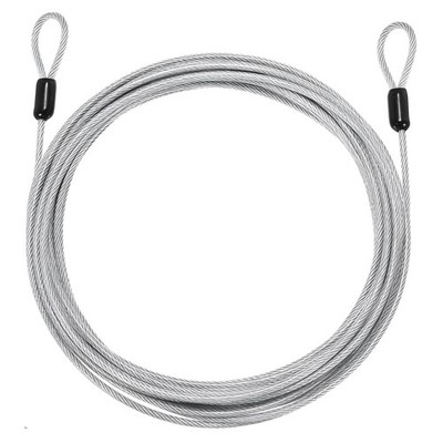 1/8'' Dia 23ft Security Cable Lock Vinyl Coated Steel with Loops Silver