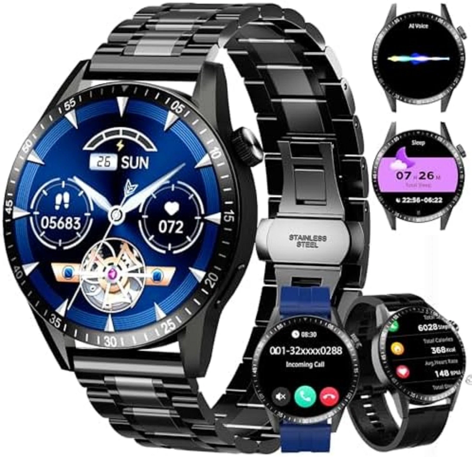 Military Smart Watch for Men (Call Receive/Dial) Rugged Tactical Fitness Tracker