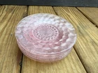 5 Vintage Depression Glassware, Jeanette Pink Cubist  6mSaucer Appetizer Dessert