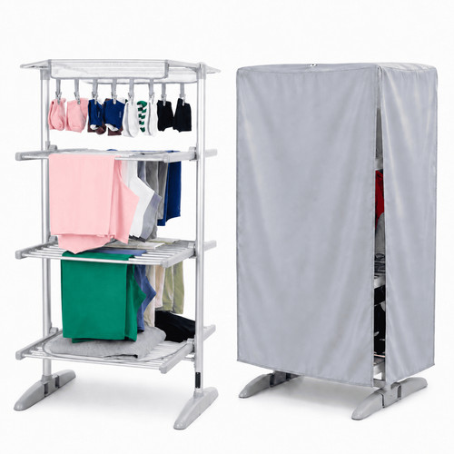Glamhaus Digital Electric Clothes Airer Dryer Heated Timer Foldable Rack 3 Tier