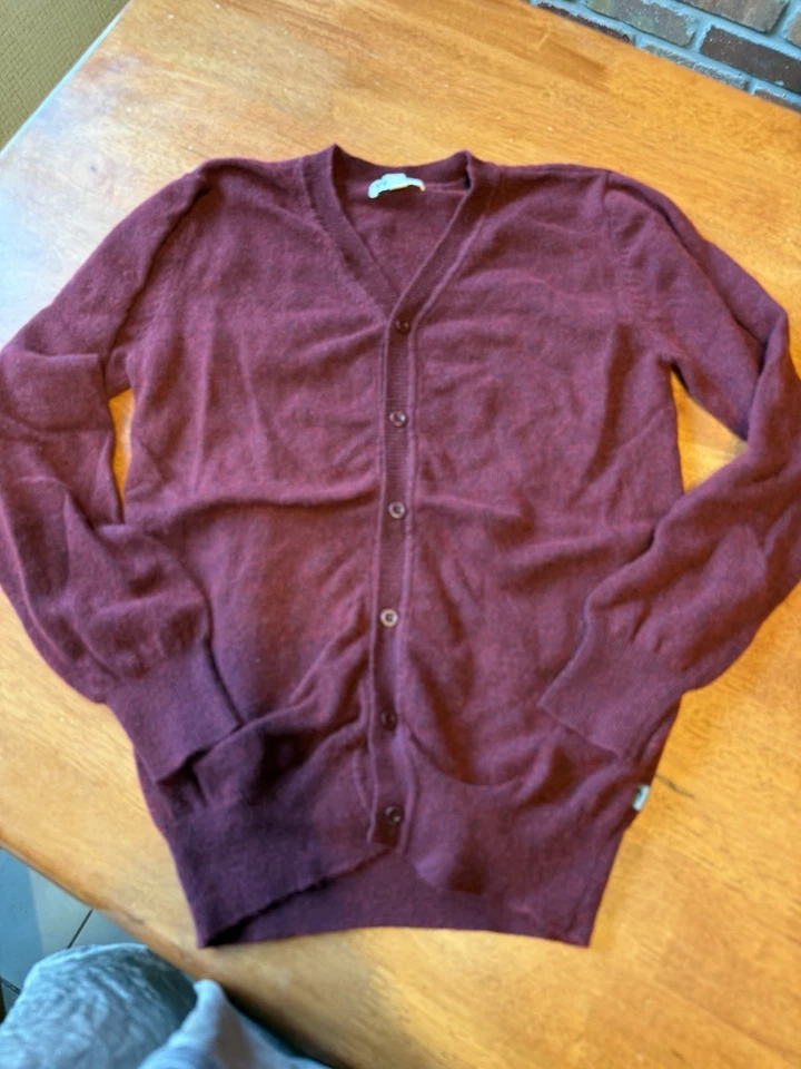 GRAN LOTE Niñas Niños Cárdigan Cachemira Algodón Botones Frontales Borgoña Otoño XL 14 Foto 3 de 4