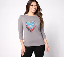 Women with Control Attitudes by Renee Printed Statement Sweater Heart Flutters 3