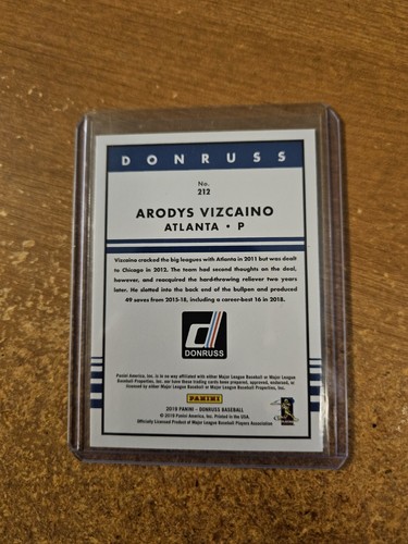 Panini Donruss 2019 béisbol naranja retro #212 Arrodys Vizcaíno Atlanta Braves casi nuevo - Imagen 2 de 2