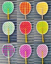 Bamboo woven fan size 7 inches , hand fan, antique fan, wooden handle,12 handle