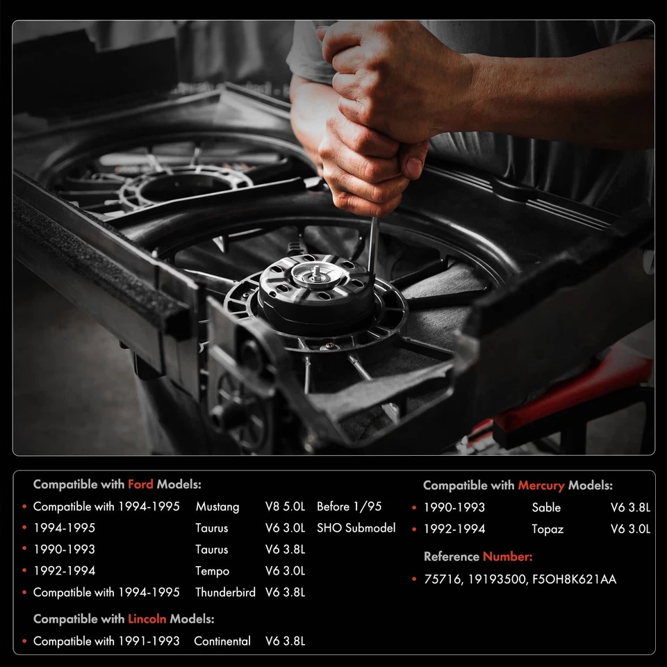 Radiator Fan Cooling Motor for Ford Mustang Taurus Lincoln Continental Mercury - Image 2 of 4