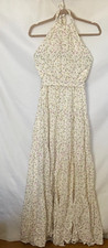 Lulus Maxi Dress Med Halter Style Belted Romantic Flowy Floral Easter Spring