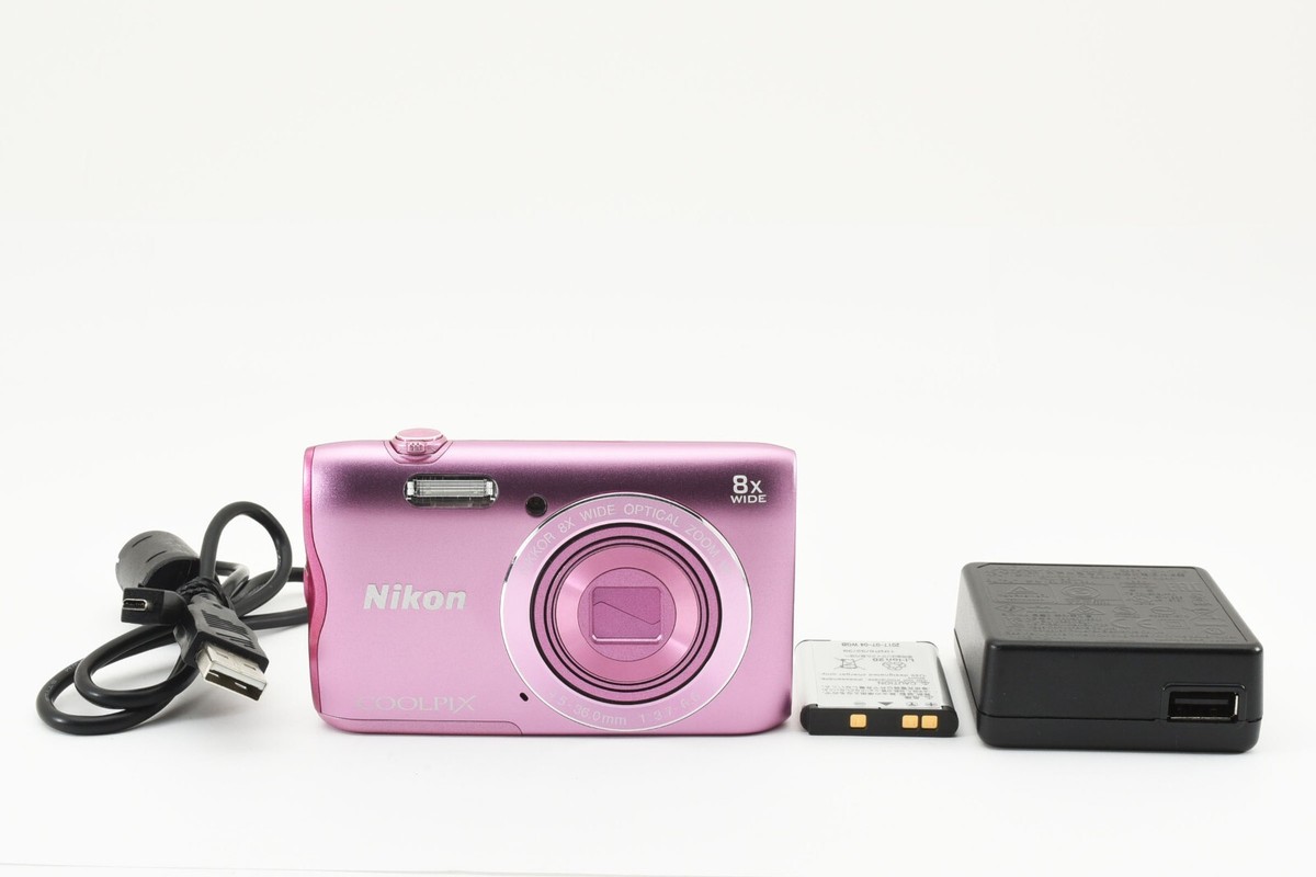 N MINT] Nikon COOLPIX A300 Pink Digital Camera 20.0MP 8x Battery 