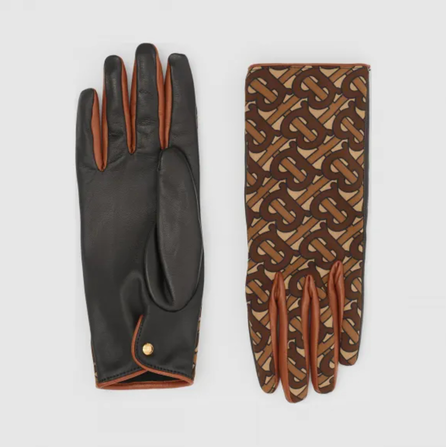 $820 Authentic BNWT BURBERRY TB Monogram Lambskin Gloves Mens/Womens IN Brown