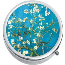 Almond Blossoms Medicine Vitamin Compact Pill Box