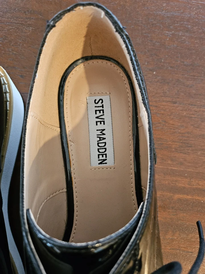 Steve Madden Raant Black Leather Shoes Women's Size 8 Runs Small - Изображение 2 из 4