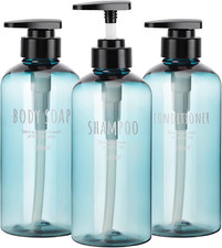 Segbeauty Shampoo Bottles with Pump, 16Oz Empty Refillable Shower Bottle, 3 Pack