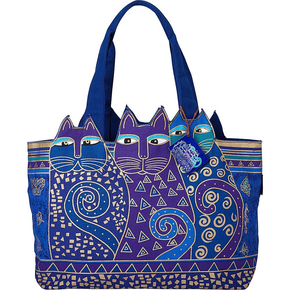 Large Indigo Blue Cats Cutout Shoulder Tote