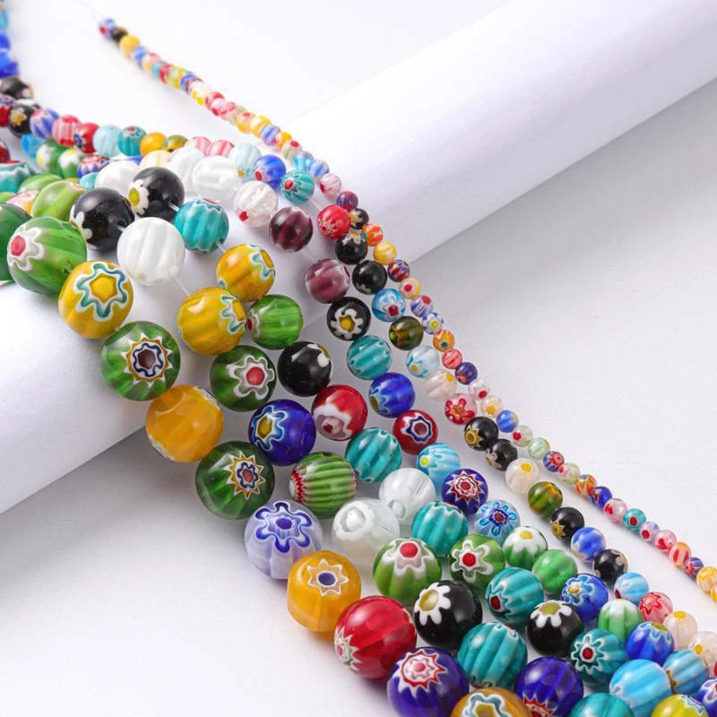 Mixed Millefiori Flower Lampwork Glass Charms Beads 4mm 6mm 8mm 10mm 12mm 14mm - Image 3 of 4