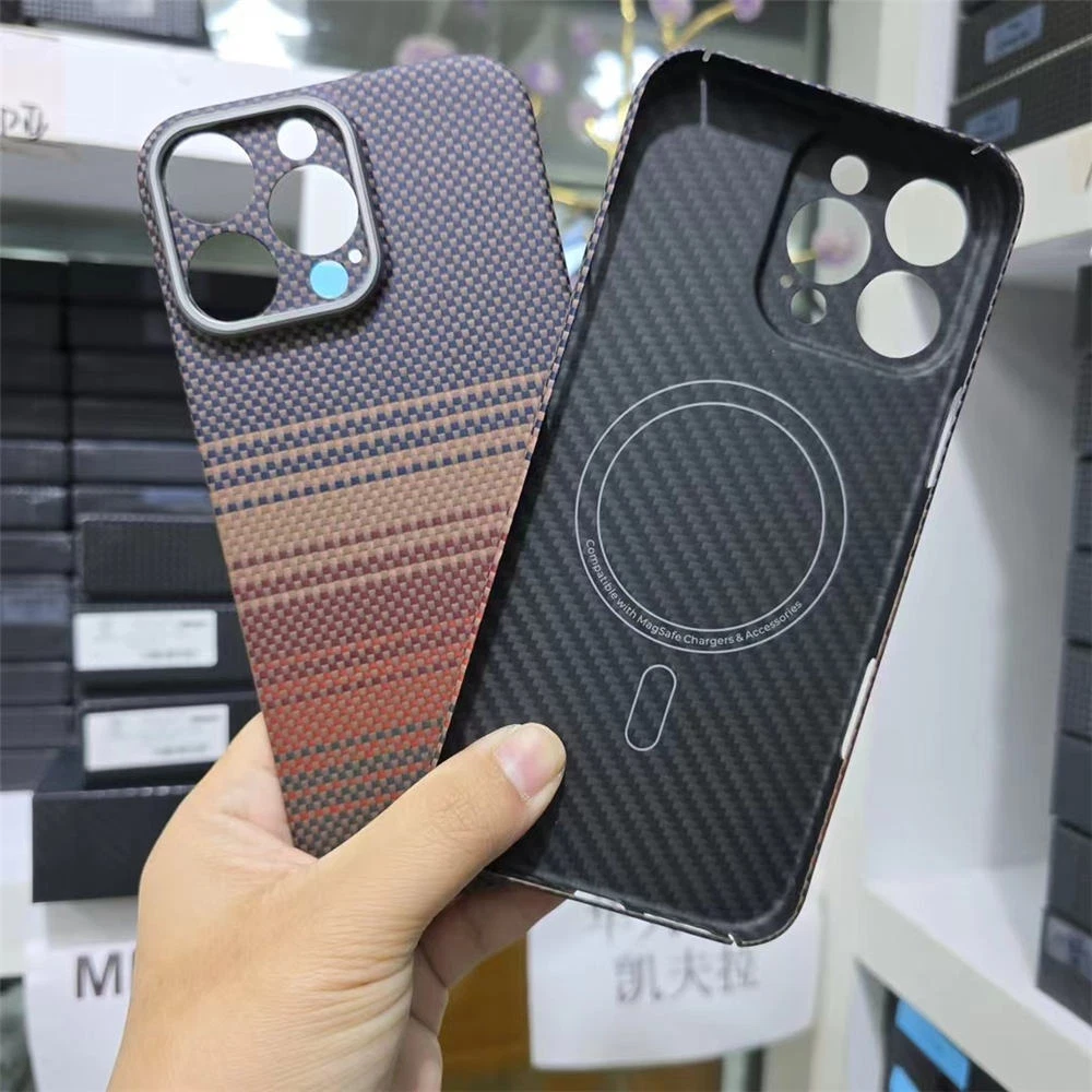 Slim Aramid Carbon Fiber Sunset Case For iPhone 16 Pro 16 Pro Max Magsafe Cover - Picture 2 of 9