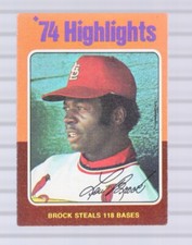 LOU BROCK - 1975 TOPPS HIGHLIGHTS - STEALS 118 BASES - CARD # 2 - FREE SHIPPING