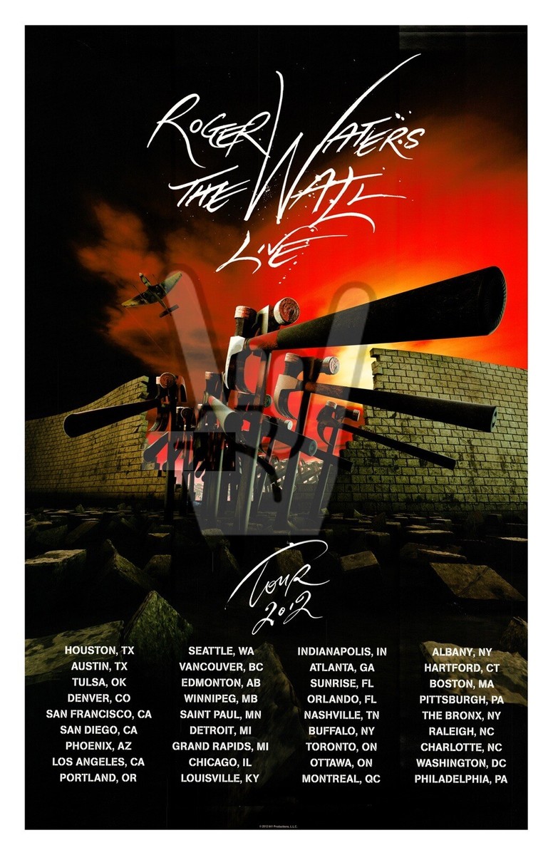 ROGER WATERS 2012 CONCERT POSTER 11x17 PINK FLOYD THE WALL TOUR
