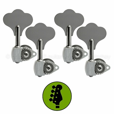 NEW Hipshot USA HB6 1/2'' Ultralite  Bass Tuning 4 in Line SET Clover Key, CHROME