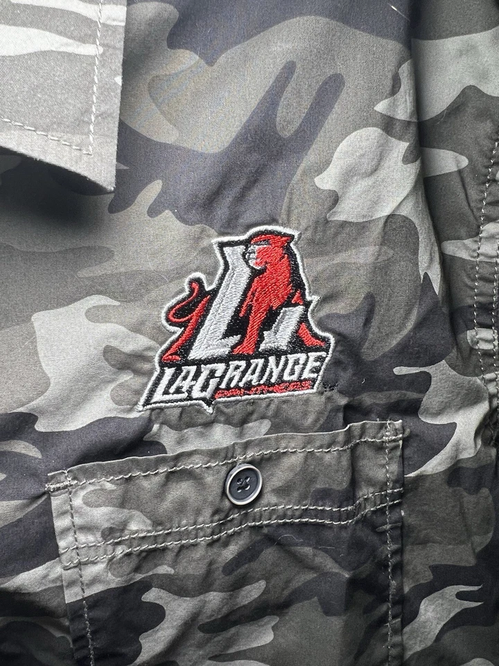 Hombre Impermeable Vintage Camuflaje Abotonado Talla Mediana Lagrange College Foto 3 de 4