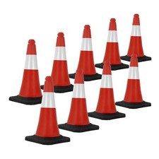 9x Triangle de circulation cône signalisation pylône 51cm bandes réfléchissantes