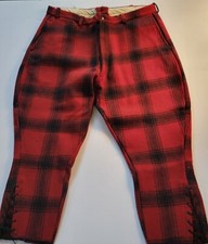 Vintage Buffalo Plaid Red and Black Heavy Wool Hunting Pants Lacing 36 X 24