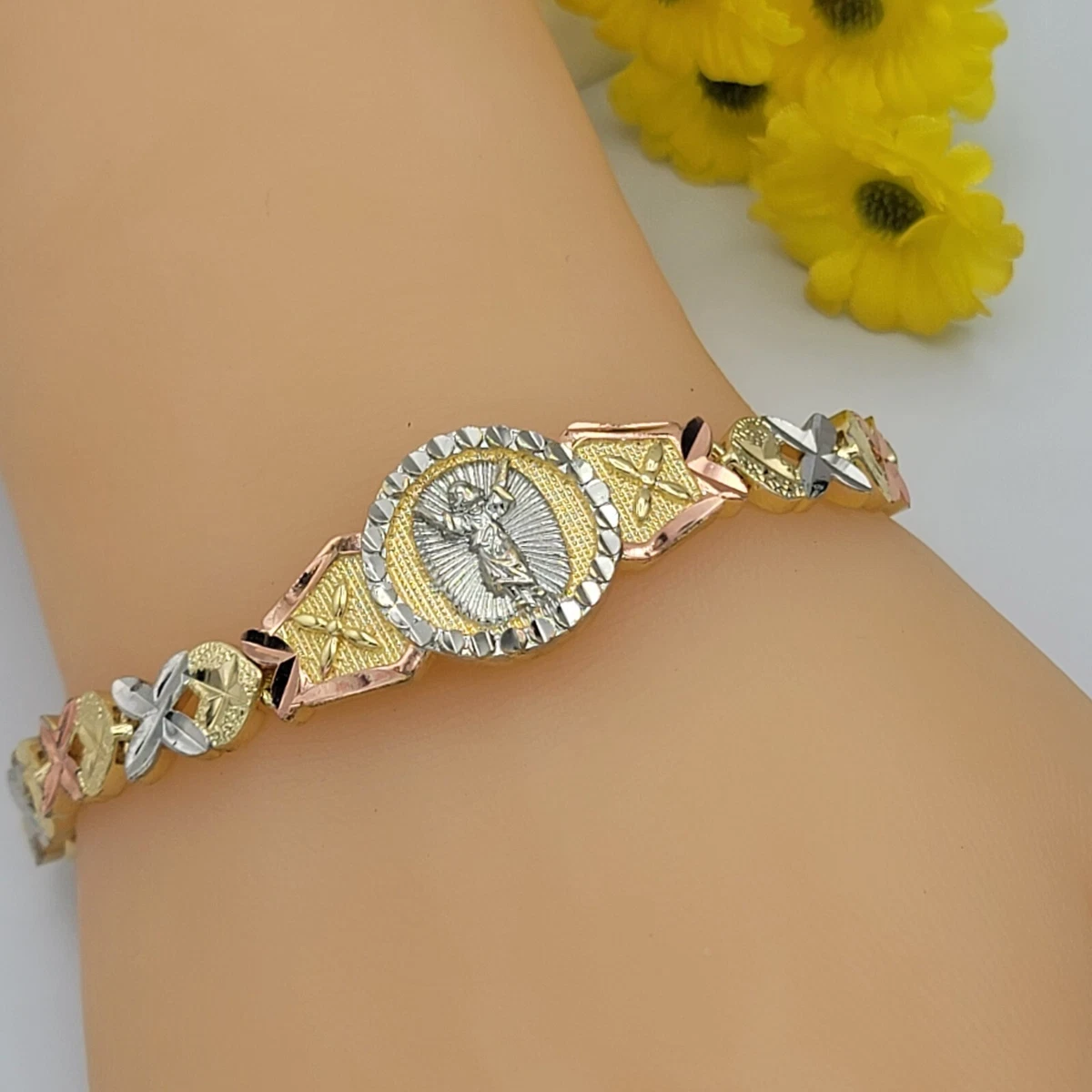 Charming Textured Floral Gold Bracelet for Kids