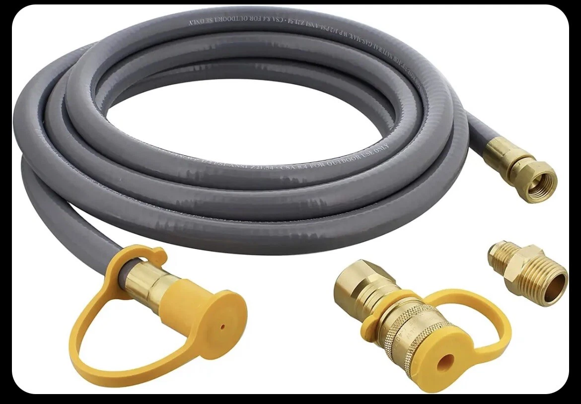 Natural Gas Grill Hose, 20Ft - Flexible Gas Line Quick Connect Gas