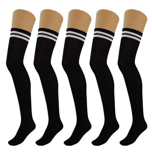 5 Pairs Over-the-Knee Thigh-High Cotton Socks for Women – Warm Boot Leg Warmers, - Picture 4 of 12