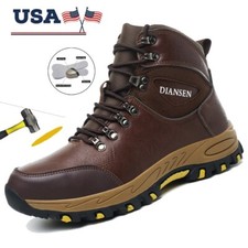 Non Slip Men's Steel Toe Work Boots Construction Waterproof Leather Safety Shoes