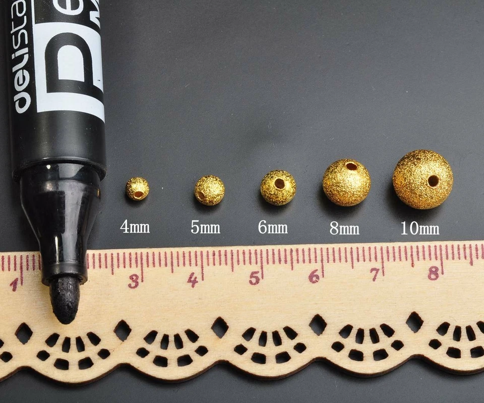 4mm 5mm 6mm 8mm 10mm Rund Matt Vergoldet Messing Lose Metall Perlen - Bild 2 von 4