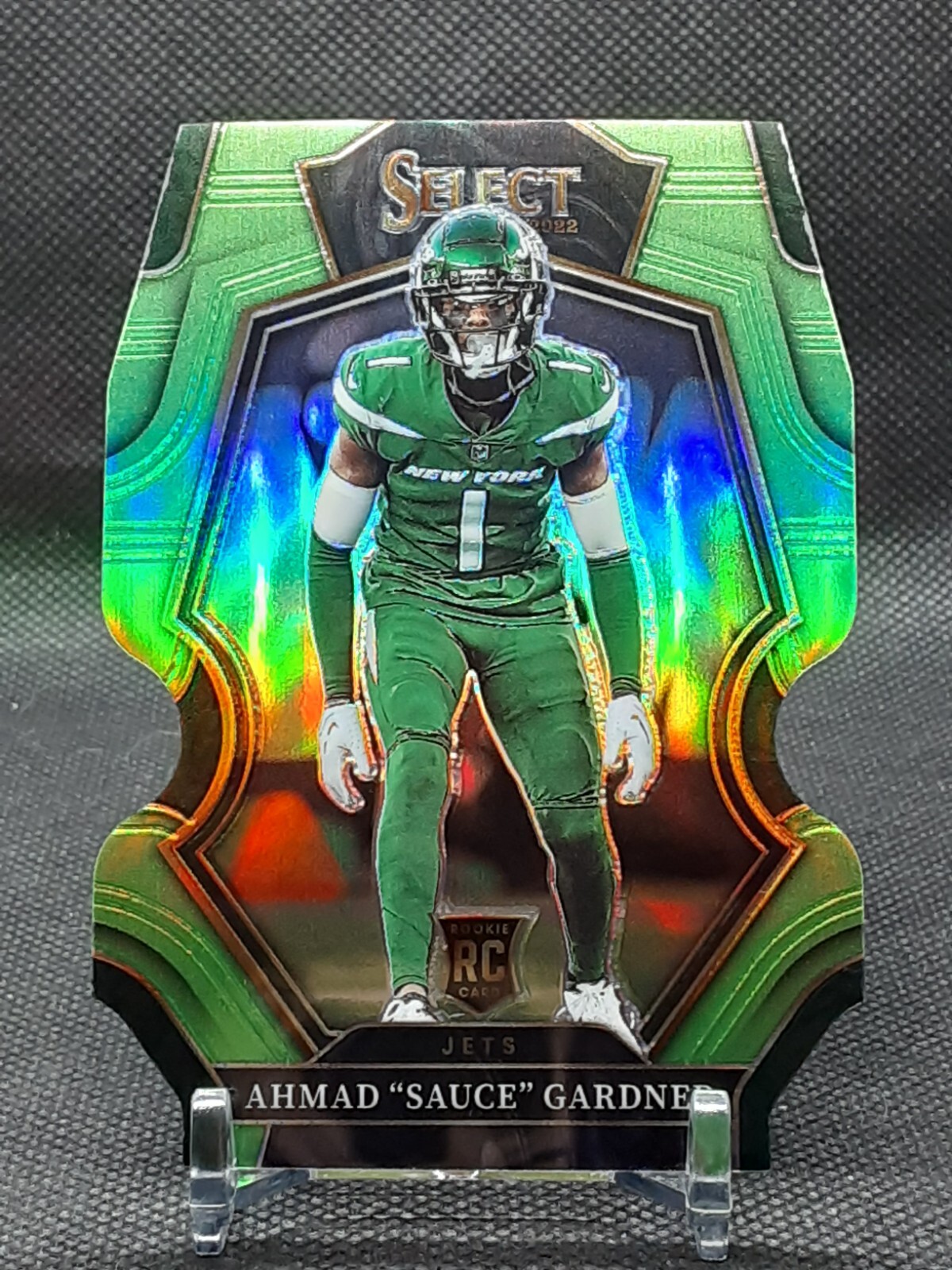 SAUCE GARDNER 2022 SELECT PREMIER LEVEL NEON GREEN DIE CUT RC #182/299 JETS QQ