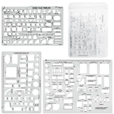 Sooez Architectural Templates, House Plan Template, Set of 3