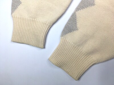 GIANNI VERSACE VINTAGE '97 WOOL SWEATER MEN ARGYLE LOZENGE WHITE