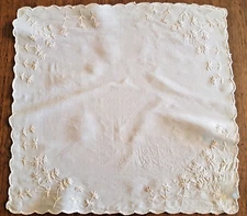 Antique Embroidered Silk Handkerchief - 30cm x 30cm