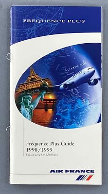 AIR FRANCE FREQUENCE PLUS GUIDE 1998/99 VINTAGE AIRLINE BROCHURE FREQUENT FLYER