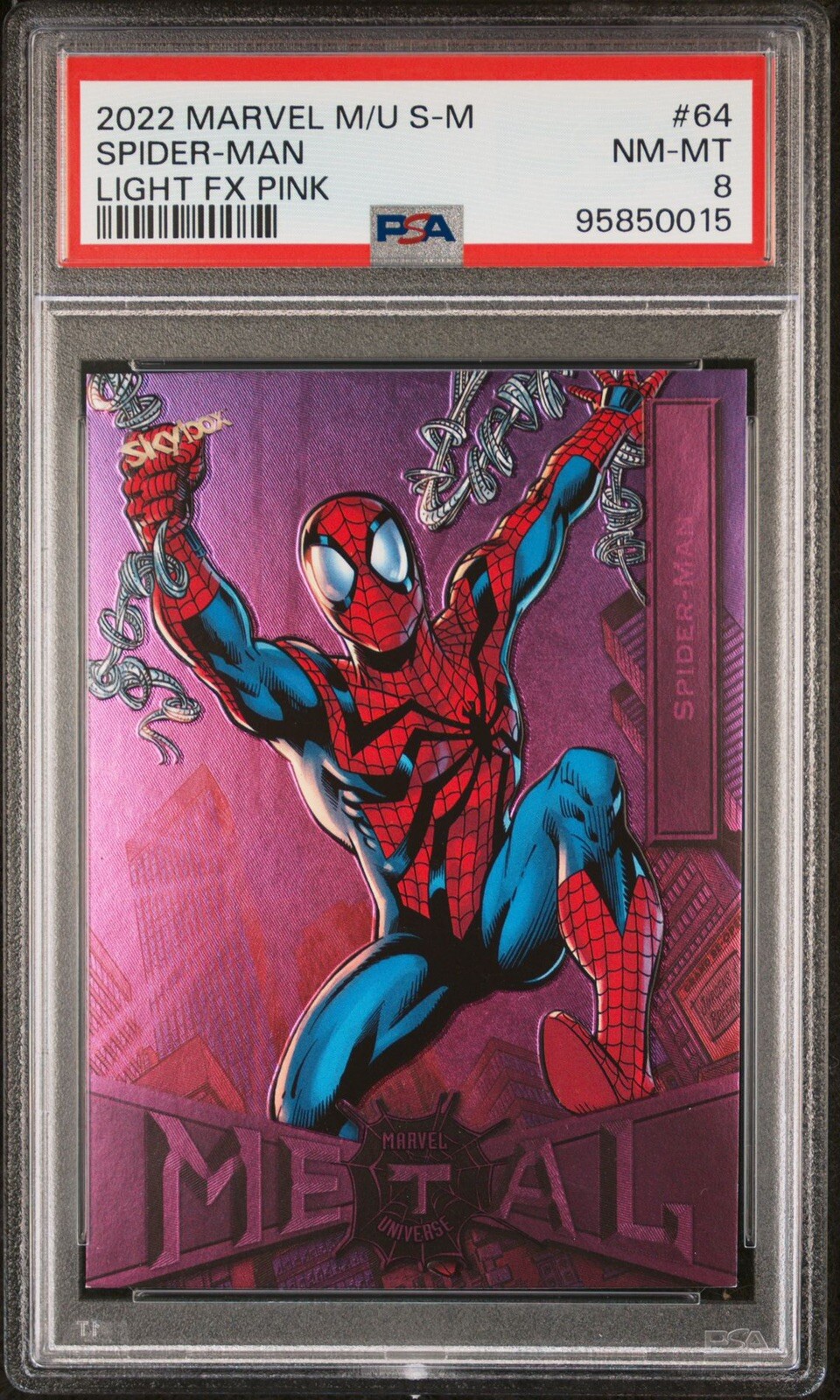 2022 Marvel Metal Universe Spider-man #64 Pink /75 FX PSA 8